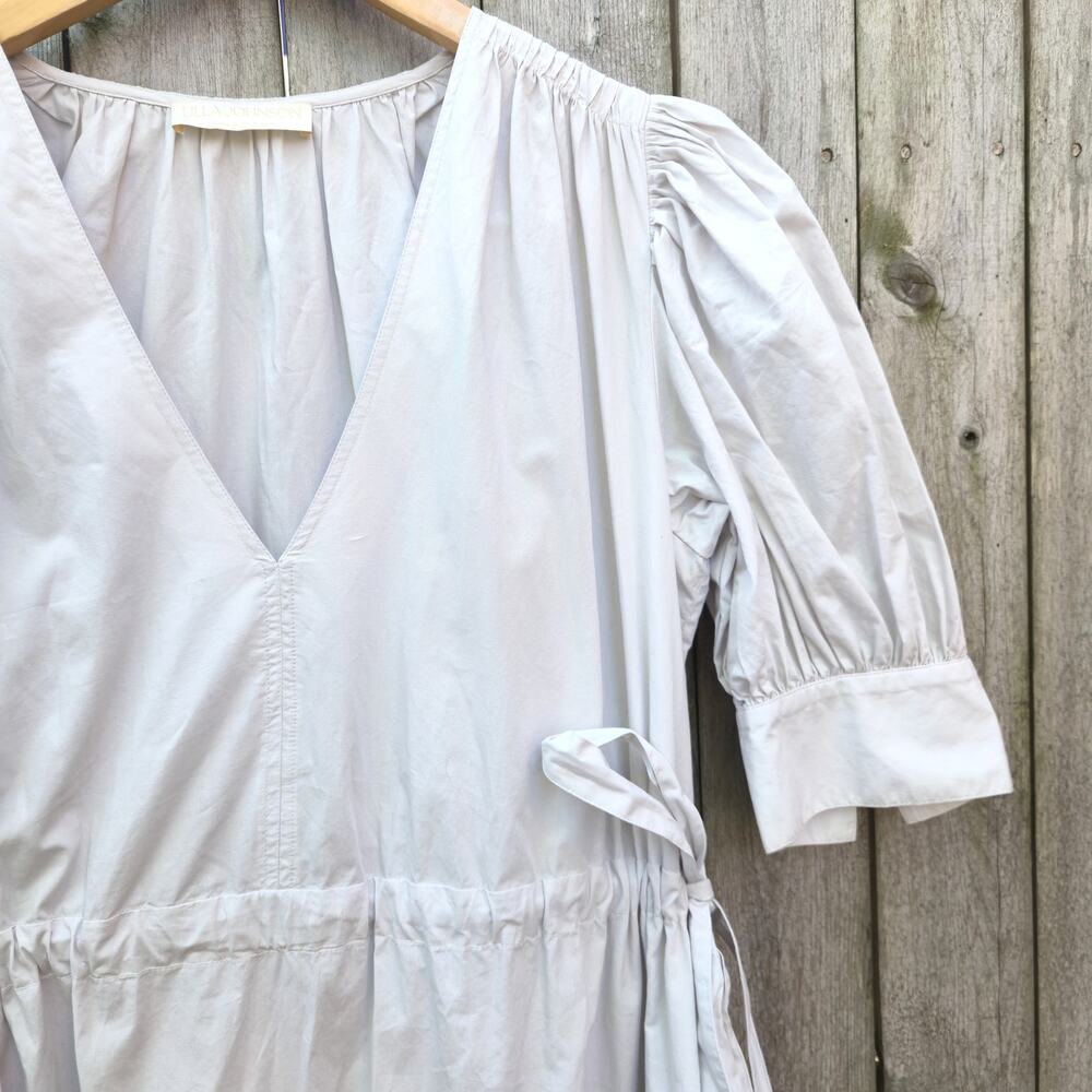 Ulla Johnson Imani Dress in Dove Taupe V-Neck Tiered Midi Dress Side Tie Sz 2 - Picture 4 of 8